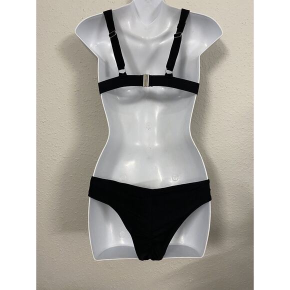 Pre-Owned ZAFUL FOREVER YOUNG 2 PIECE BIKINI SWIMSUIT SIZE Medium Black PADDED - Picture 6 of 11